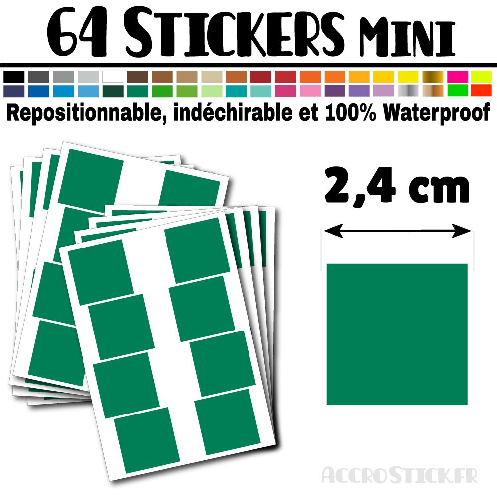 64 Carrés 2,4 cm - Stickers mini gommettes 64 Carrés 2,4 cm - Stickers mini gommettes