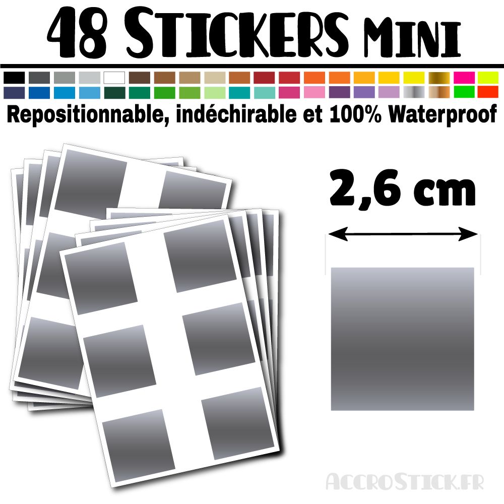48 Carrés 2,6 cm - Stickers mini gommettes 48 Carrés 2,6 cm - Stickers mini gommettes