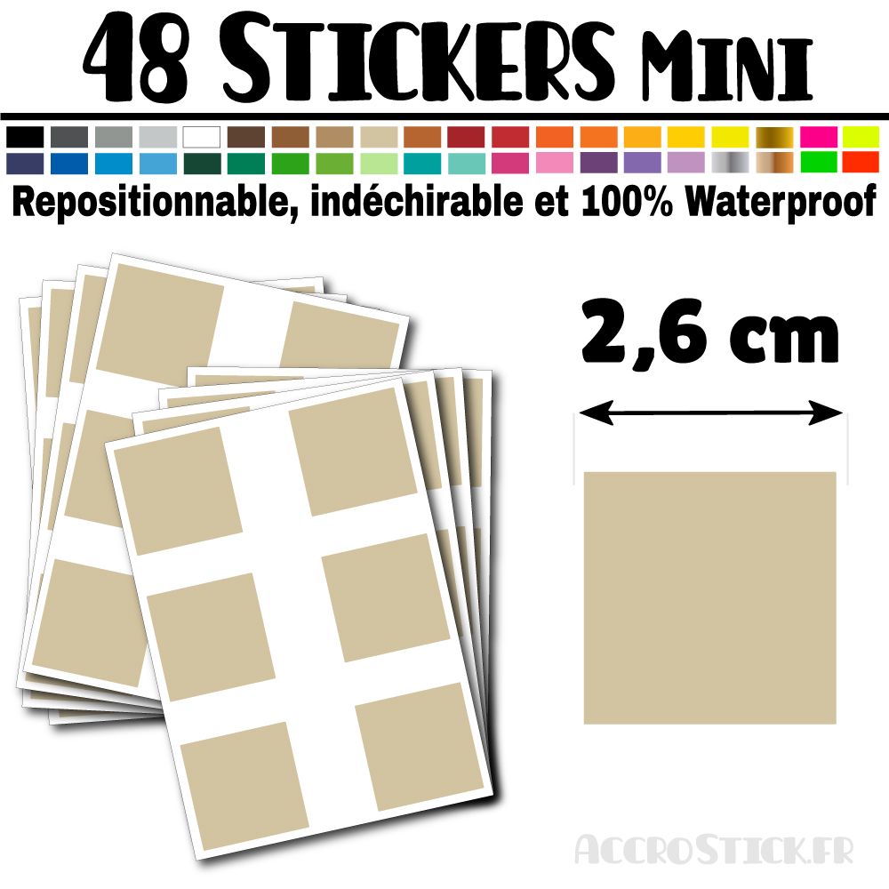 48 Carrés 2,6 cm - Stickers mini gommettes 48 Carrés 2,6 cm - Stickers mini gommettes
