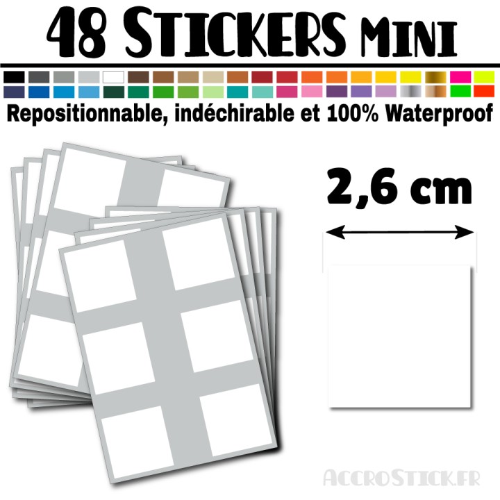 48 Carrés 2,6 cm - Stickers mini gommettes