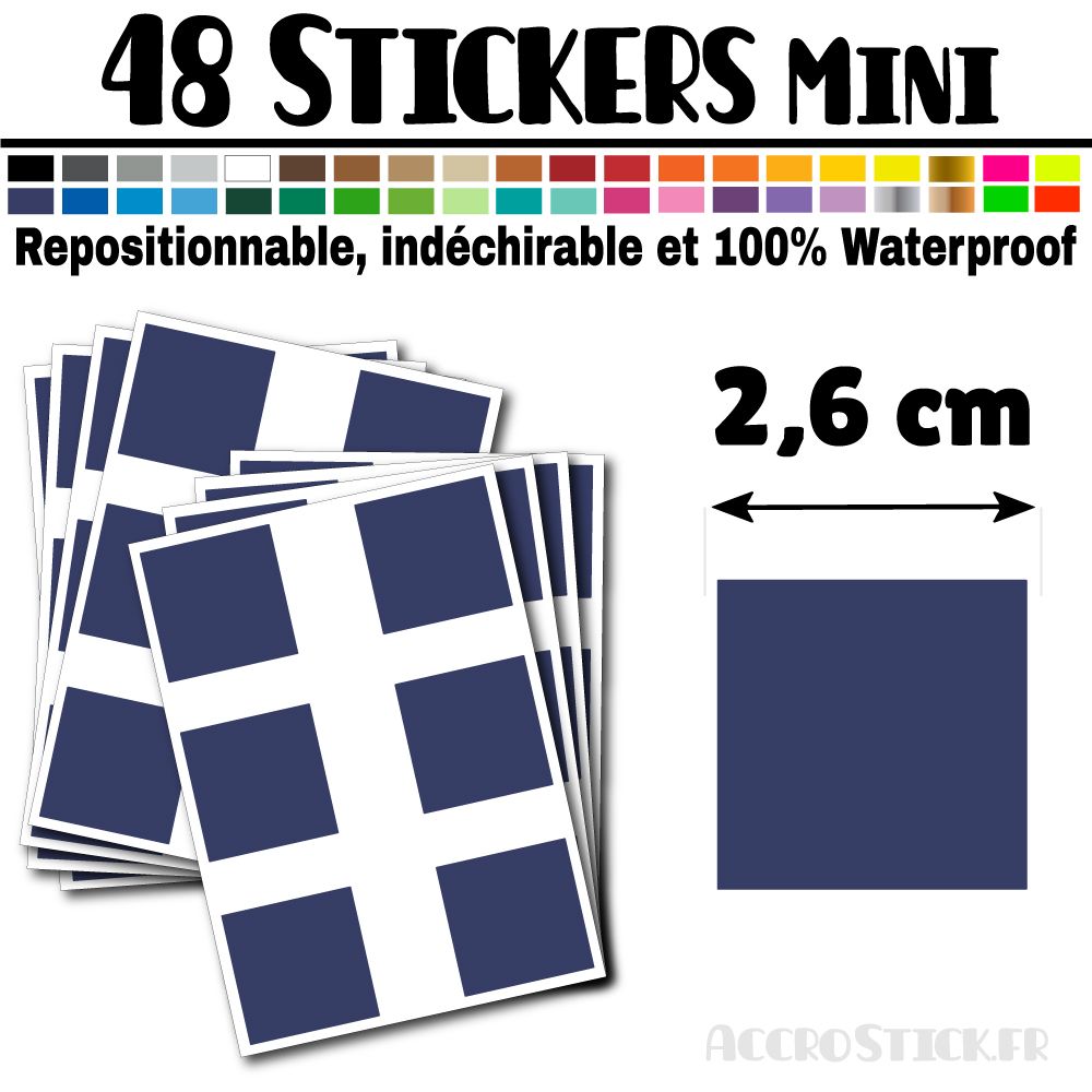 48 Carrés 2,6 cm - Stickers mini gommettes 48 Carrés 2,6 cm - Stickers mini gommettes