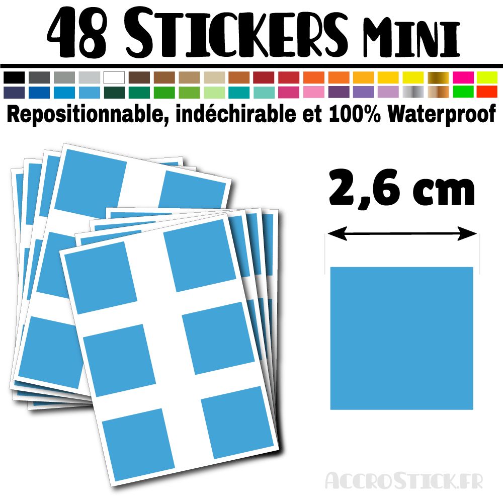 48 Carrés 2,6 cm - Stickers mini gommettes 48 Carrés 2,6 cm - Stickers mini gommettes
