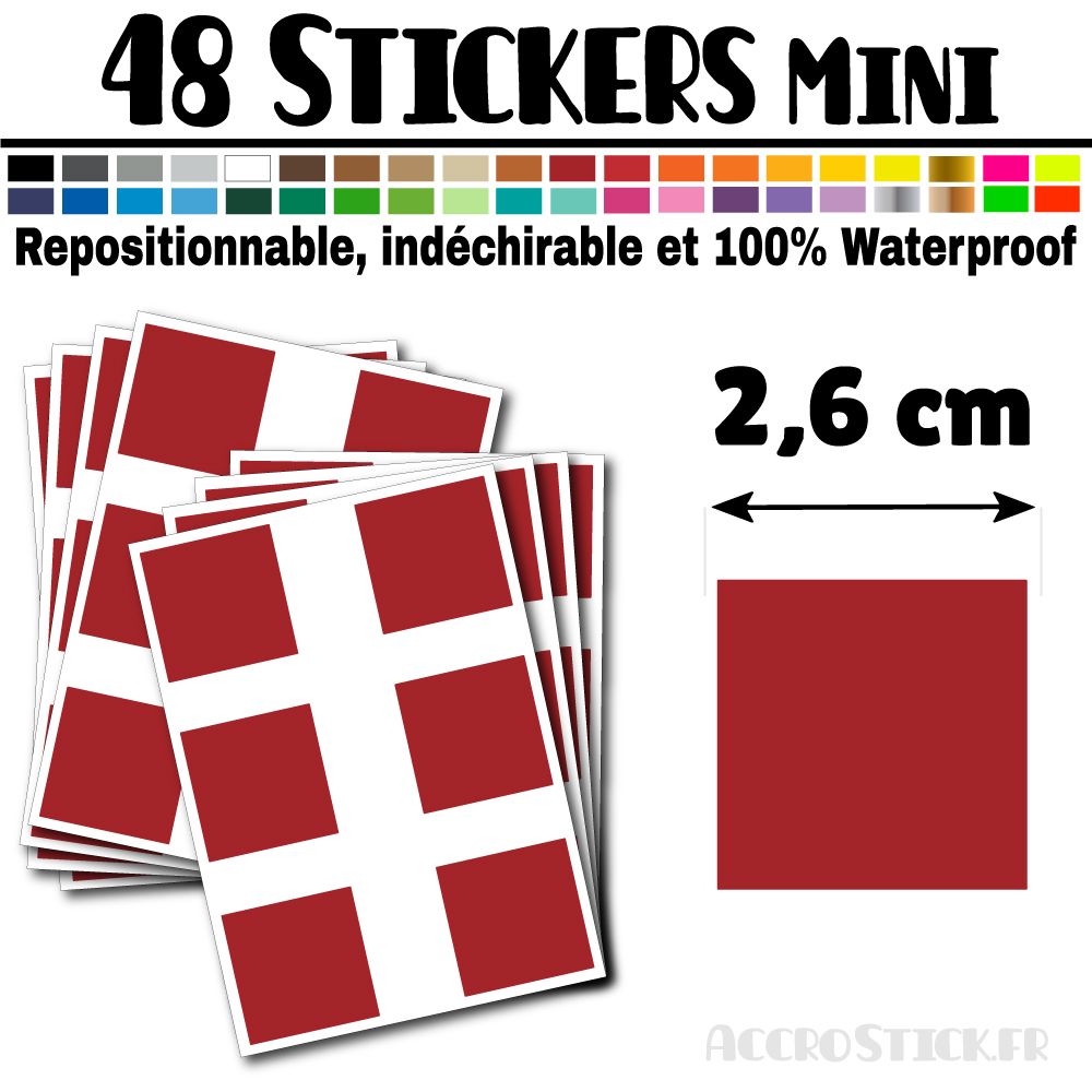 48 Carrés 2,6 cm - Stickers mini gommettes 48 Carrés 2,6 cm - Stickers mini gommettes