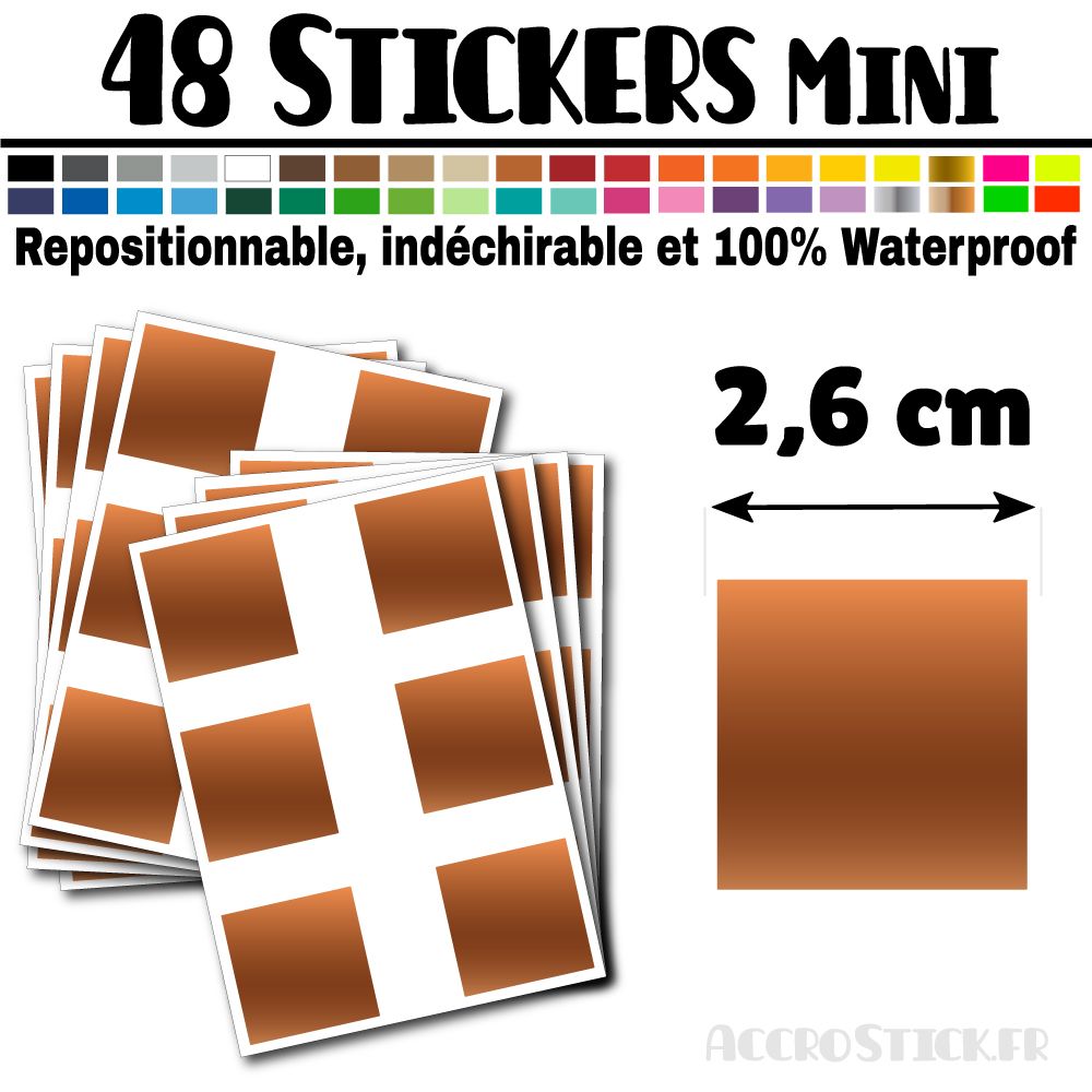 48 Carrés 2,6 cm - Stickers mini gommettes 48 Carrés 2,6 cm - Stickers mini gommettes