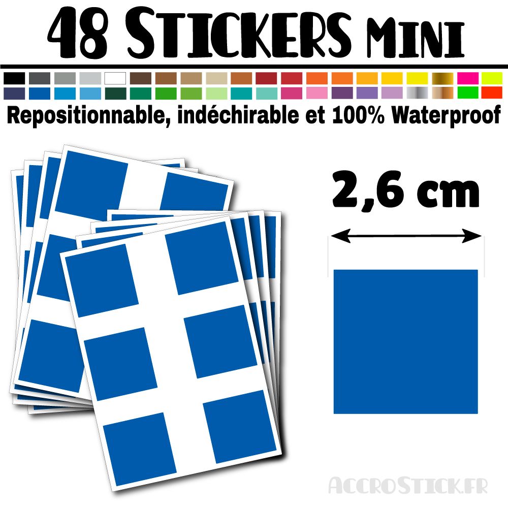 48 Carrés 2,6 cm - Stickers mini gommettes 48 Carrés 2,6 cm - Stickers mini gommettes