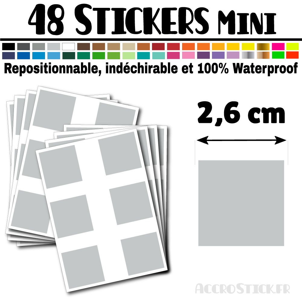 48 Carrés 2,6 cm - Stickers mini gommettes 48 Carrés 2,6 cm - Stickers mini gommettes
