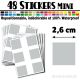 48 Carrés 2,6 cm - Stickers mini gommettes