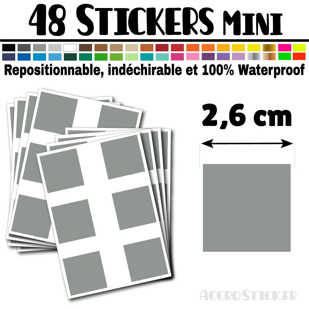 48 Carrés 2,6 cm - Stickers mini gommettes 48 Carrés 2,6 cm - Stickers mini gommettes
