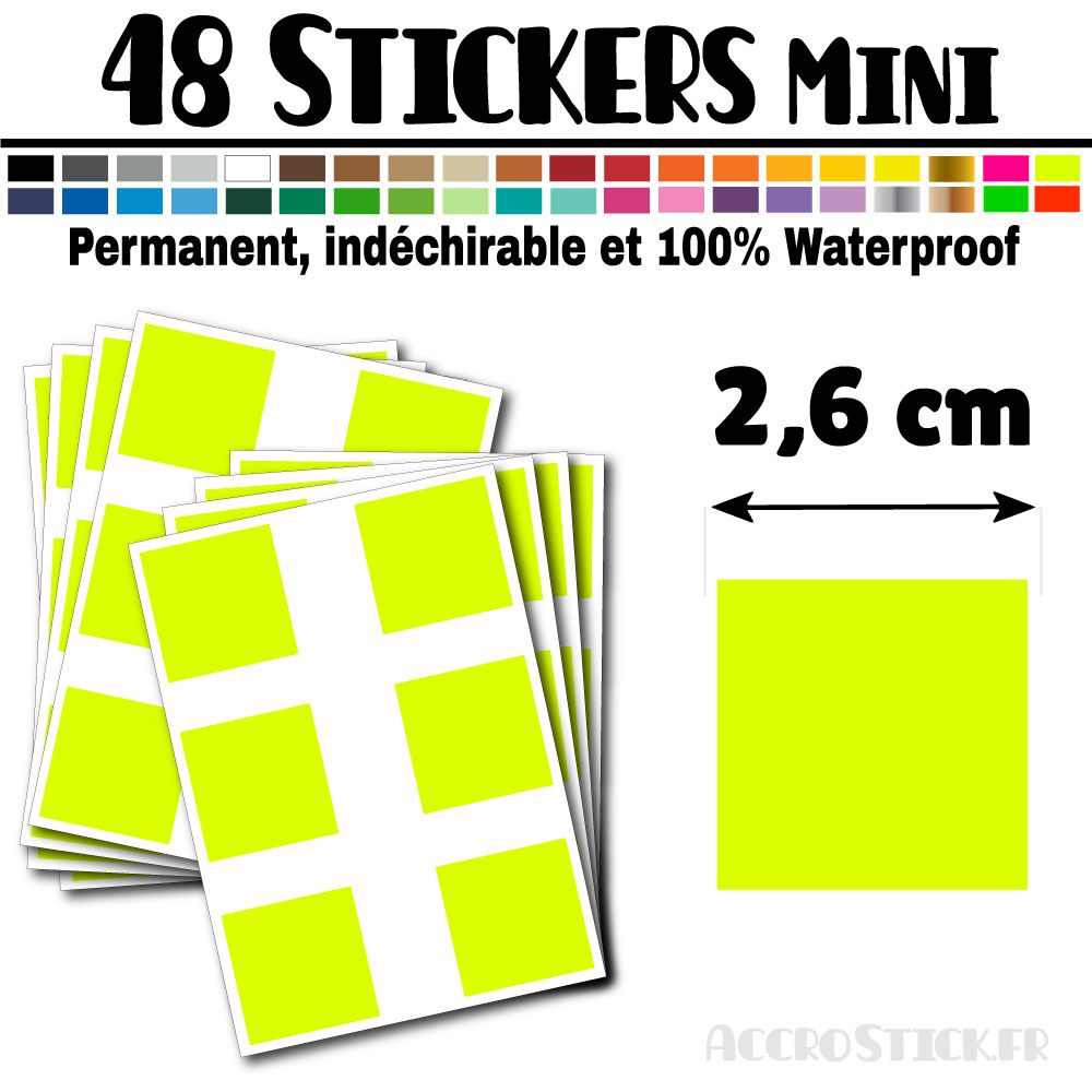 48 Carrés 2,6 cm - Stickers mini gommettes 48 Carrés 2,6 cm - Stickers mini gommettes