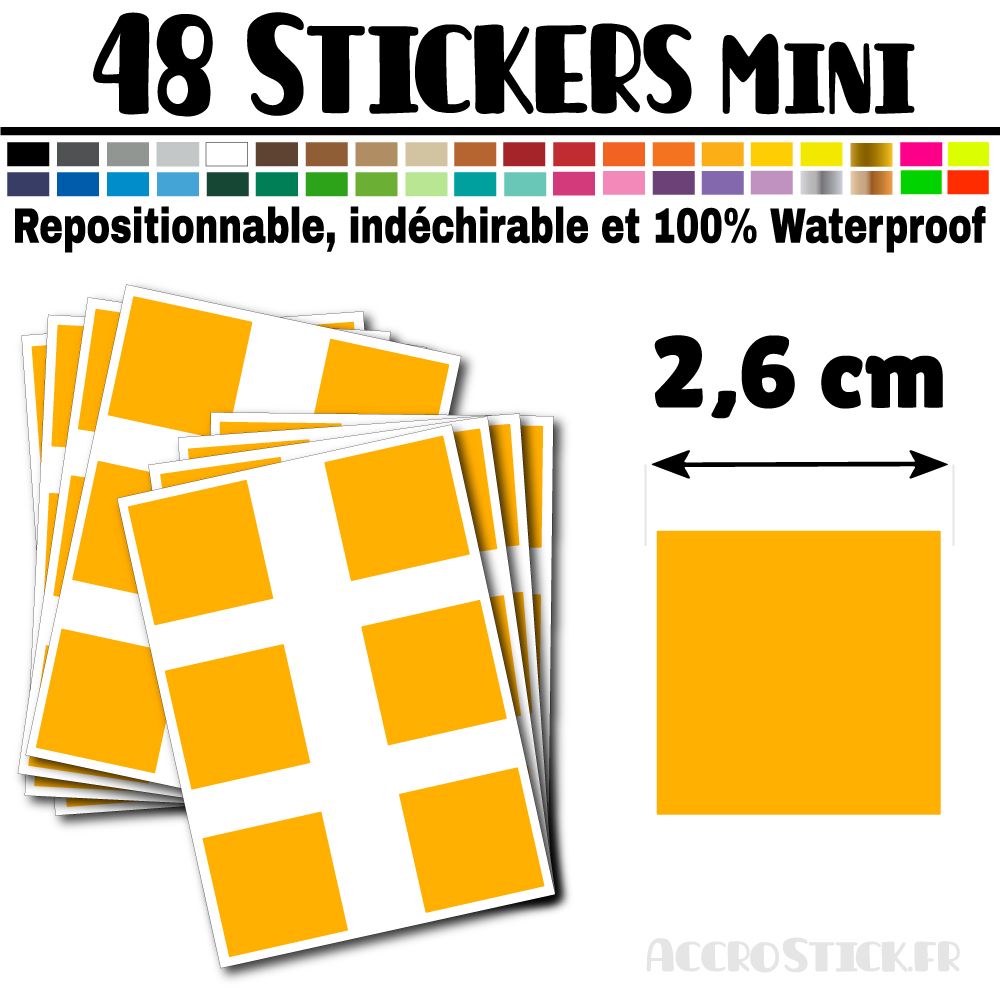 48 Carrés 2,6 cm - Stickers mini gommettes 48 Carrés 2,6 cm - Stickers mini gommettes