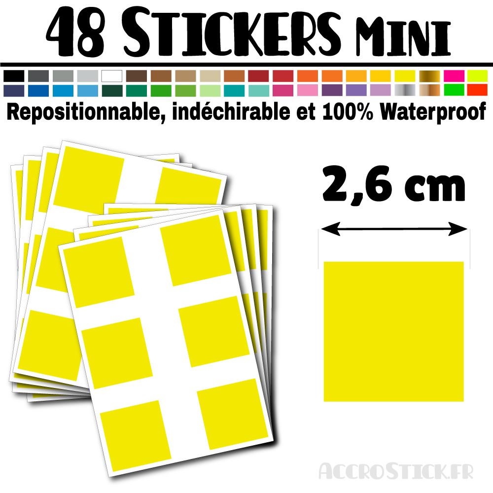 48 Carrés 2,6 cm - Stickers mini gommettes 48 Carrés 2,6 cm - Stickers mini gommettes