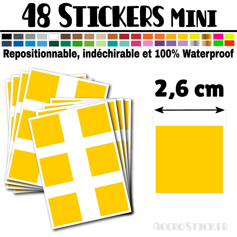 48 Carrés 2,6 cm - Stickers mini gommettes 48 Carrés 2,6 cm - Stickers mini gommettes