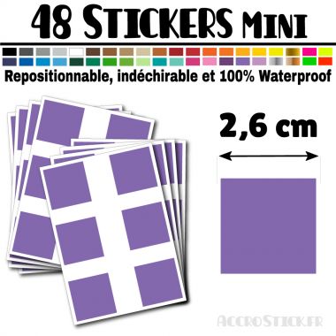 48 Carrés 2,6 cm - Stickers mini gommettes