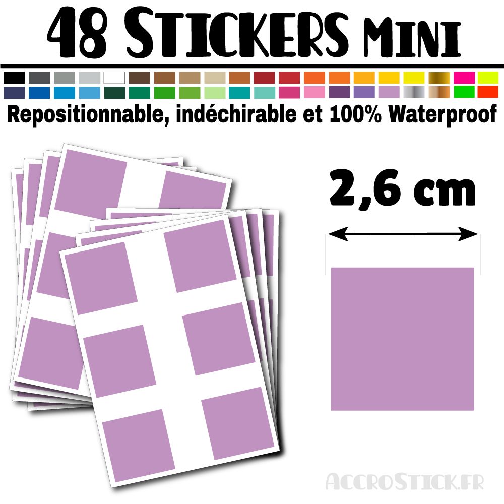 48 Carrés 2,6 cm - Stickers mini gommettes 48 Carrés 2,6 cm - Stickers mini gommettes