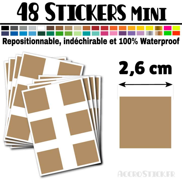 48 Carrés 2,6 cm - Stickers mini gommettes