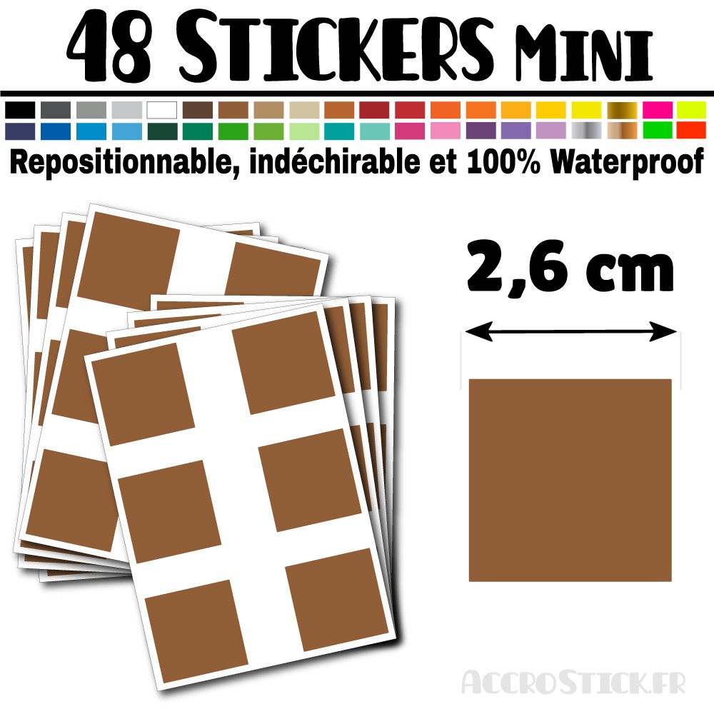 48 Carrés 2,6 cm - Stickers mini gommettes 48 Carrés 2,6 cm - Stickers mini gommettes