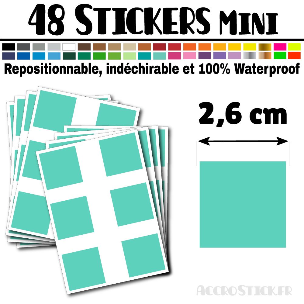 48 Carrés 2,6 cm - Stickers mini gommettes 48 Carrés 2,6 cm - Stickers mini gommettes