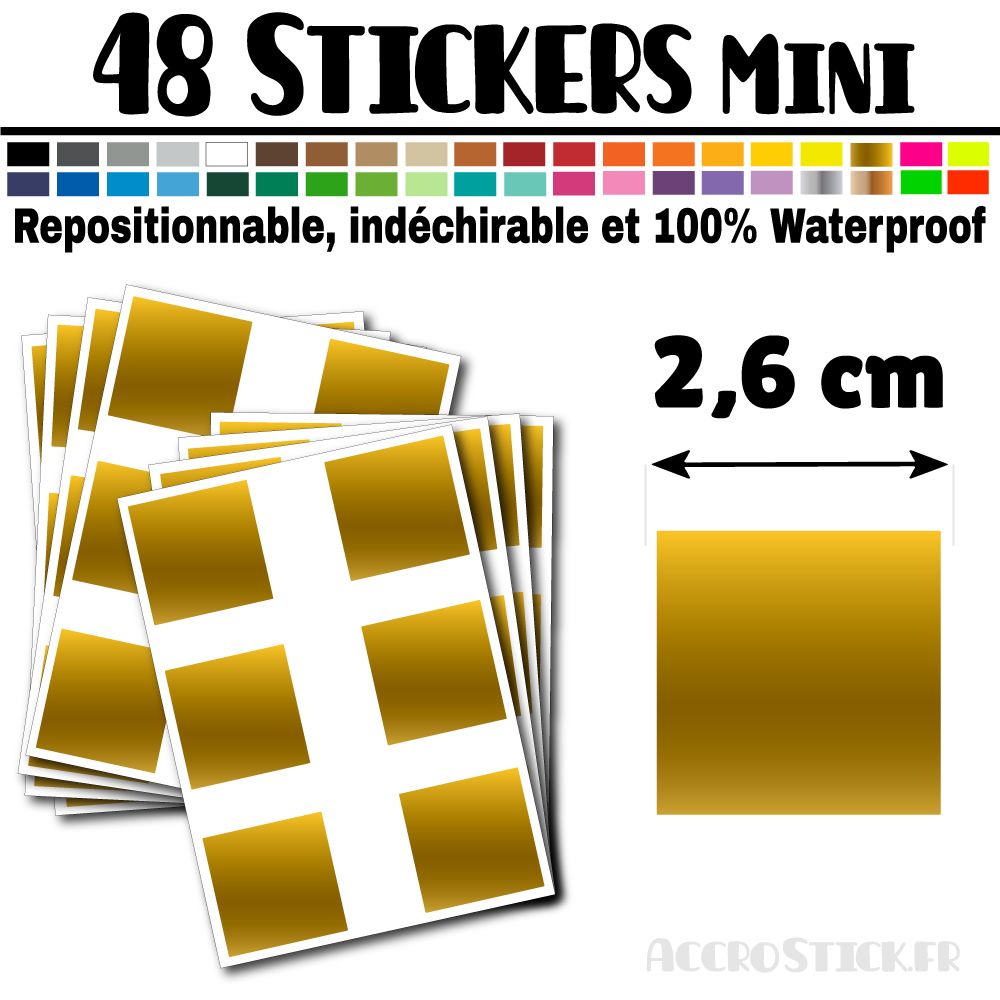 48 Carrés 2,6 cm - Stickers mini gommettes 48 Carrés 2,6 cm - Stickers mini gommettes