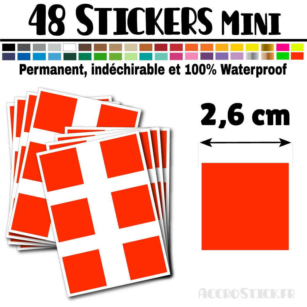 48 Carrés 2,6 cm - Stickers mini gommettes 48 Carrés 2,6 cm - Stickers mini gommettes