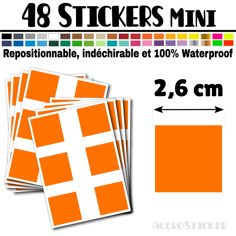48 Carrés 2,6 cm - Stickers mini gommettes 48 Carrés 2,6 cm - Stickers mini gommettes