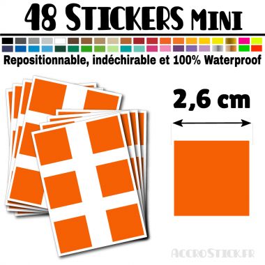 48 Carrés 2,6 cm - Stickers mini gommettes