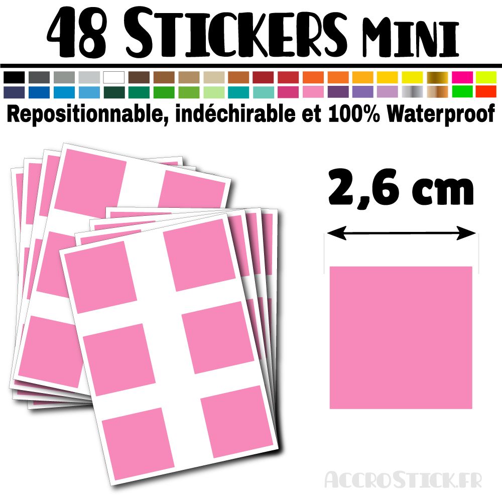 48 Carrés 2,6 cm - Stickers mini gommettes 48 Carrés 2,6 cm - Stickers mini gommettes