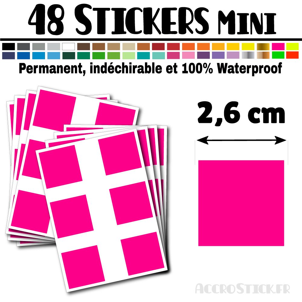 48 Carrés 2,6 cm - Stickers mini gommettes 48 Carrés 2,6 cm - Stickers mini gommettes