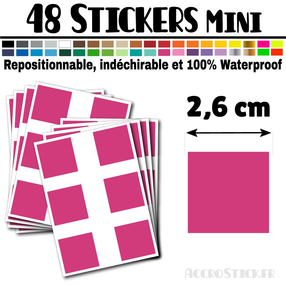 48 Carrés 2,6 cm - Stickers mini gommettes 48 Carrés 2,6 cm - Stickers mini gommettes