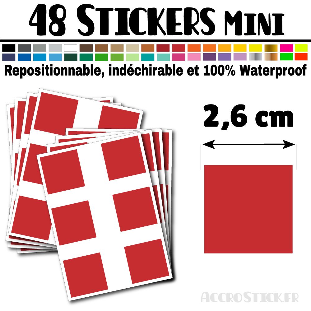 48 Carrés 2,6 cm - Stickers mini gommettes 48 Carrés 2,6 cm - Stickers mini gommettes