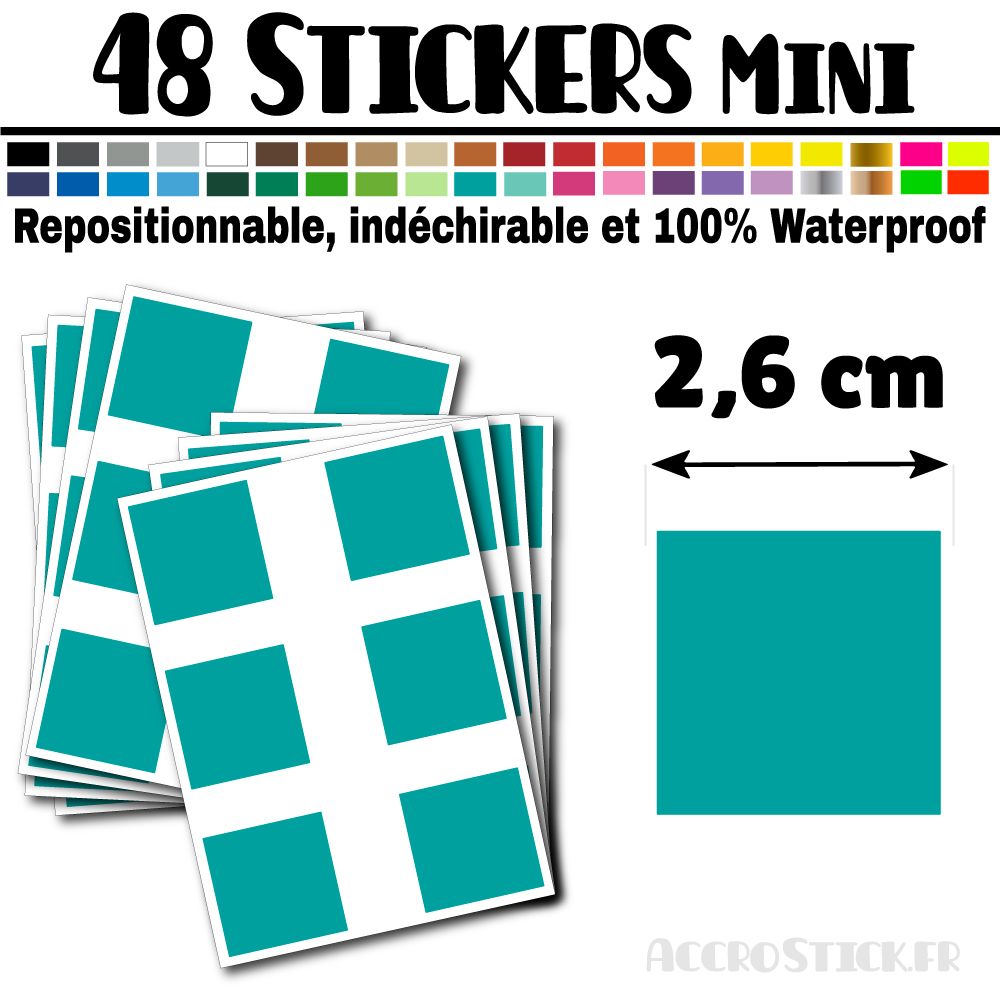 48 Carrés 2,6 cm - Stickers mini gommettes 48 Carrés 2,6 cm - Stickers mini gommettes