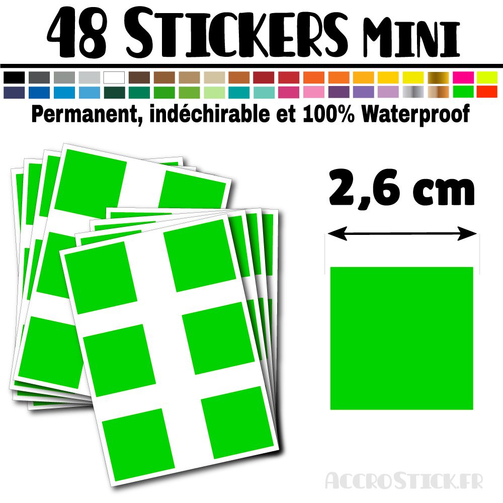 48 Carrés 2,6 cm - Stickers mini gommettes 48 Carrés 2,6 cm - Stickers mini gommettes