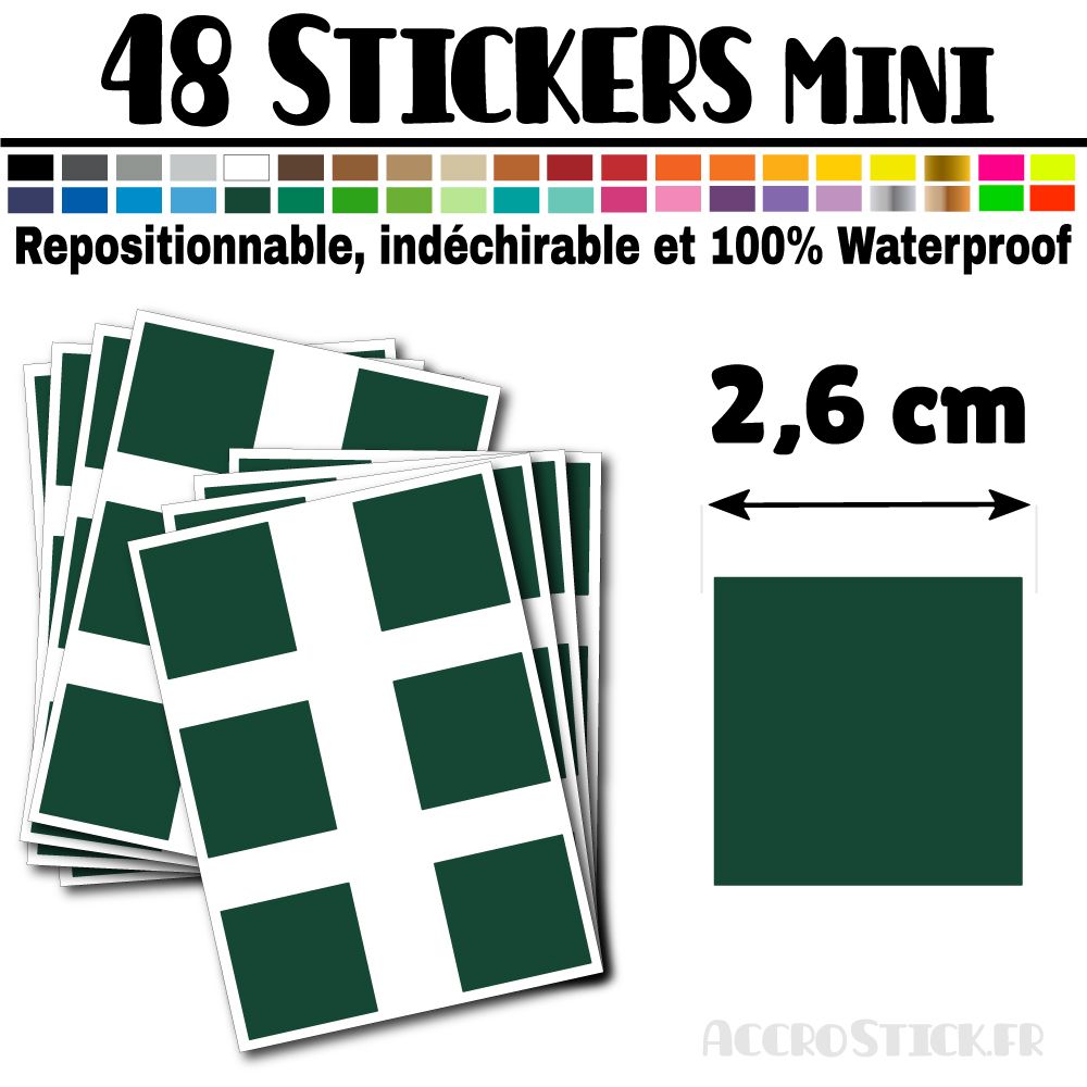 48 Carrés 2,6 cm - Stickers mini gommettes 48 Carrés 2,6 cm - Stickers mini gommettes