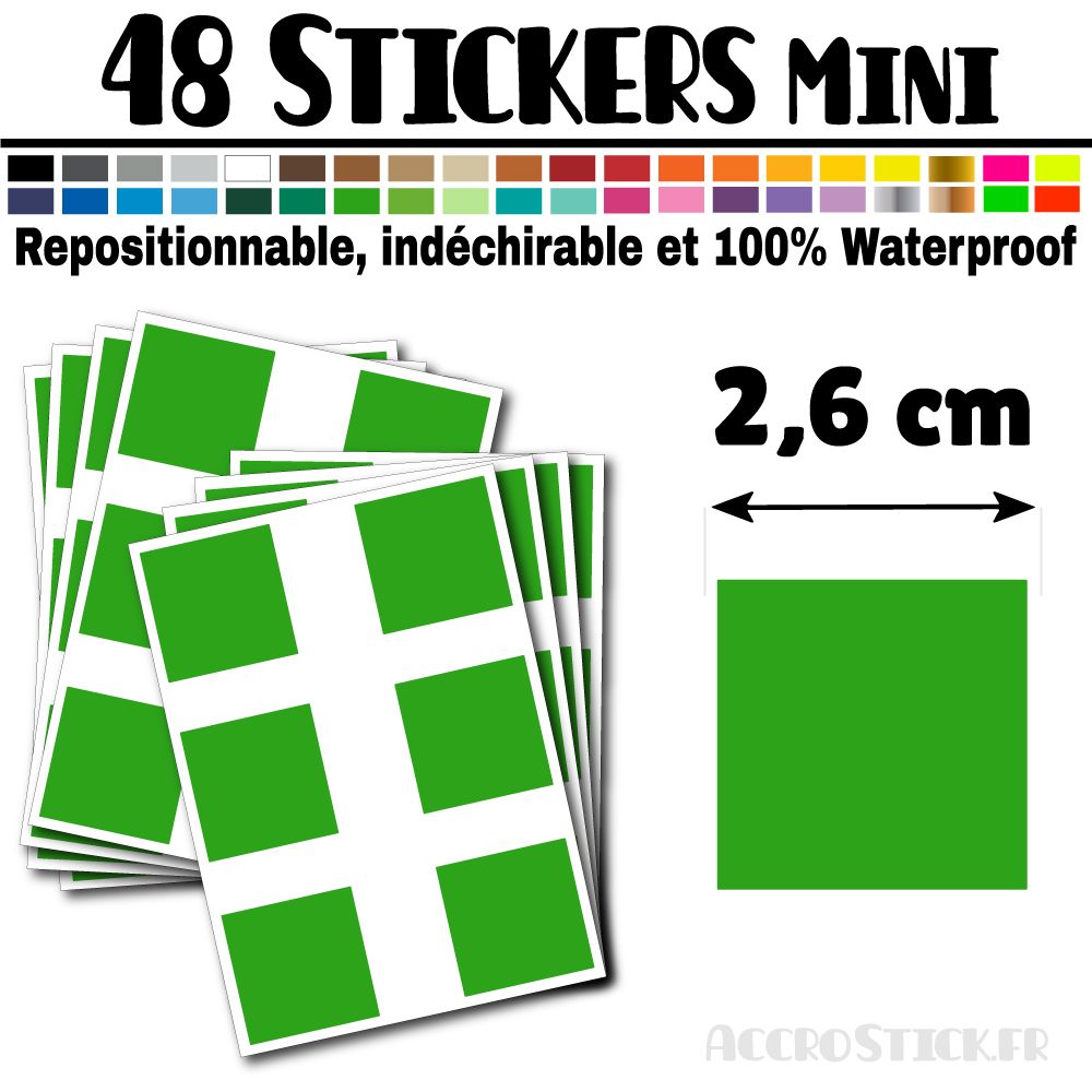 48 Carrés 2,6 cm - Stickers mini gommettes 48 Carrés 2,6 cm - Stickers mini gommettes
