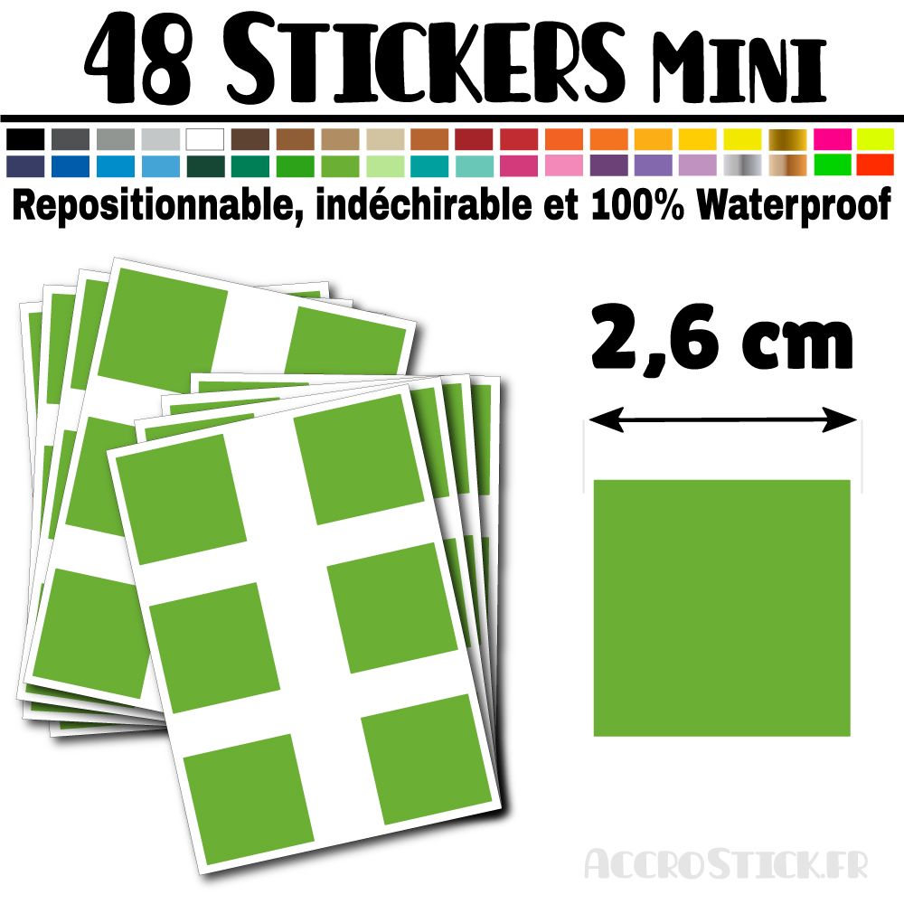 48 Carrés 2,6 cm - Stickers mini gommettes 48 Carrés 2,6 cm - Stickers mini gommettes