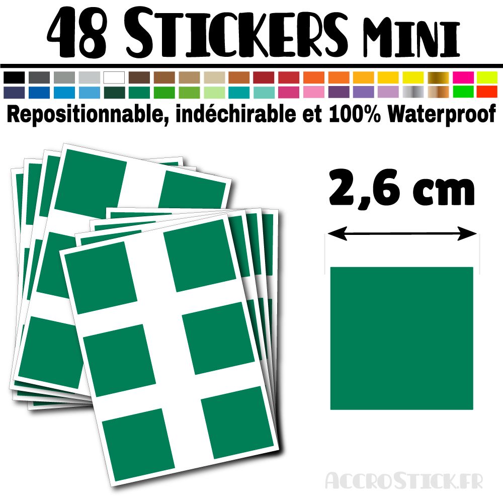 48 Carrés 2,6 cm - Stickers mini gommettes 48 Carrés 2,6 cm - Stickers mini gommettes