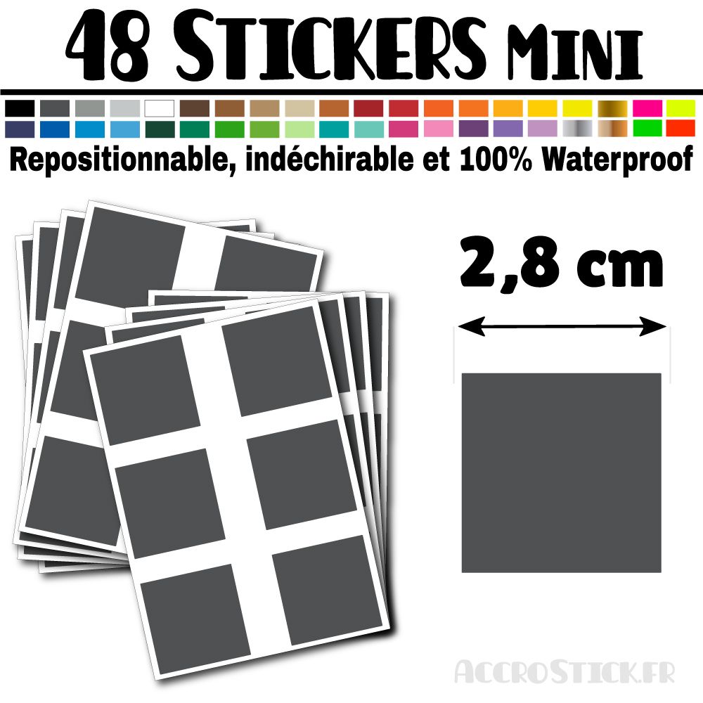 48 Carrés 2,8 cm - Stickers mini gommettes 48 Carrés 2,8 cm - Stickers mini gommettes