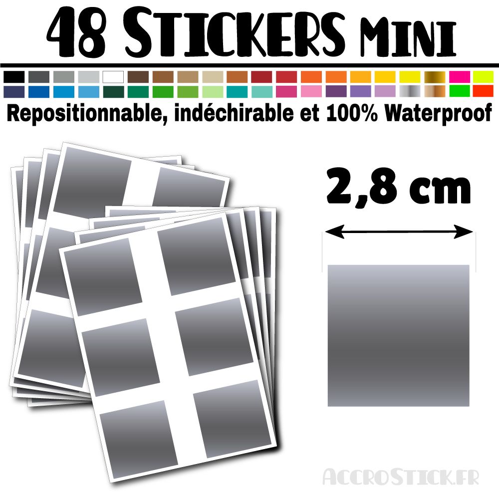 48 Carrés 2,8 cm - Stickers mini gommettes 48 Carrés 2,8 cm - Stickers mini gommettes