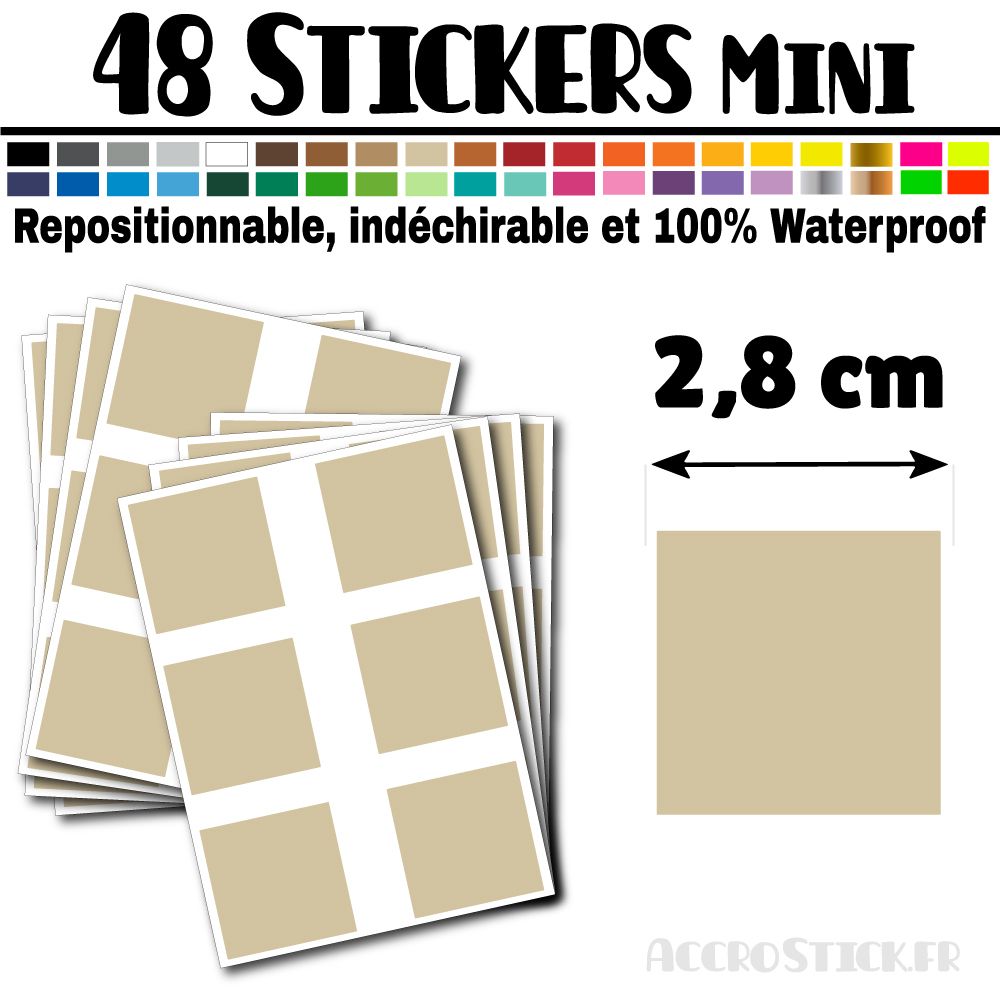 48 Carrés 2,8 cm - Stickers mini gommettes 48 Carrés 2,8 cm - Stickers mini gommettes