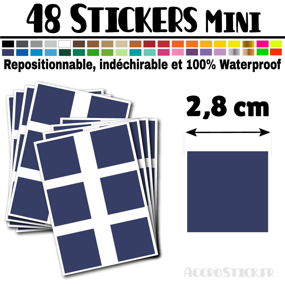 48 Carrés 2,8 cm - Stickers mini gommettes 48 Carrés 2,8 cm - Stickers mini gommettes