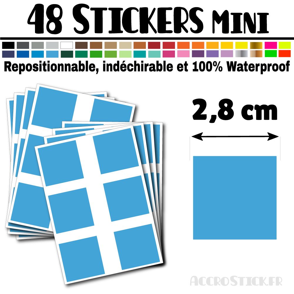 48 Carrés 2,8 cm - Stickers mini gommettes 48 Carrés 2,8 cm - Stickers mini gommettes