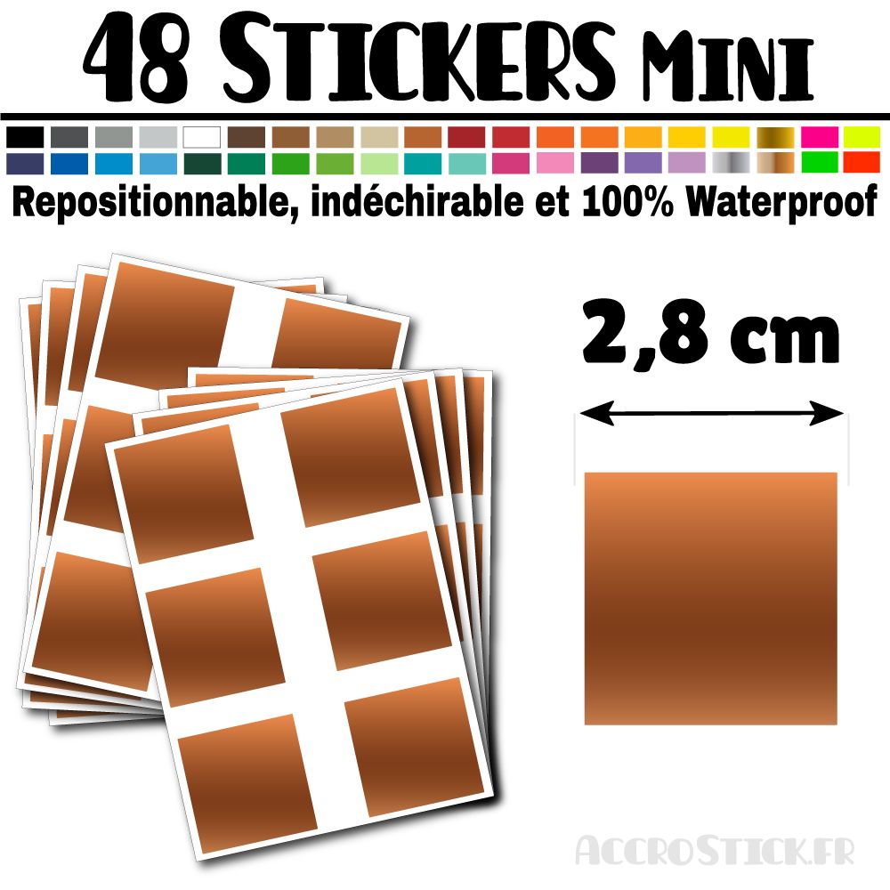 48 Carrés 2,8 cm - Stickers mini gommettes 48 Carrés 2,8 cm - Stickers mini gommettes