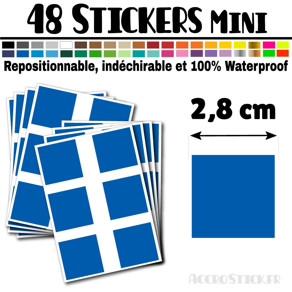 48 Carrés 2,8 cm - Stickers mini gommettes 48 Carrés 2,8 cm - Stickers mini gommettes