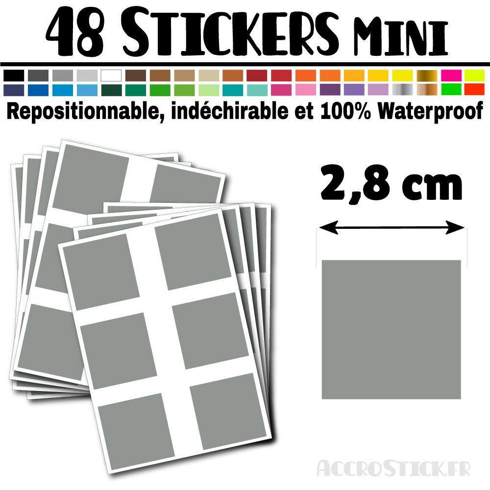 48 Carrés 2,8 cm - Stickers mini gommettes 48 Carrés 2,8 cm - Stickers mini gommettes