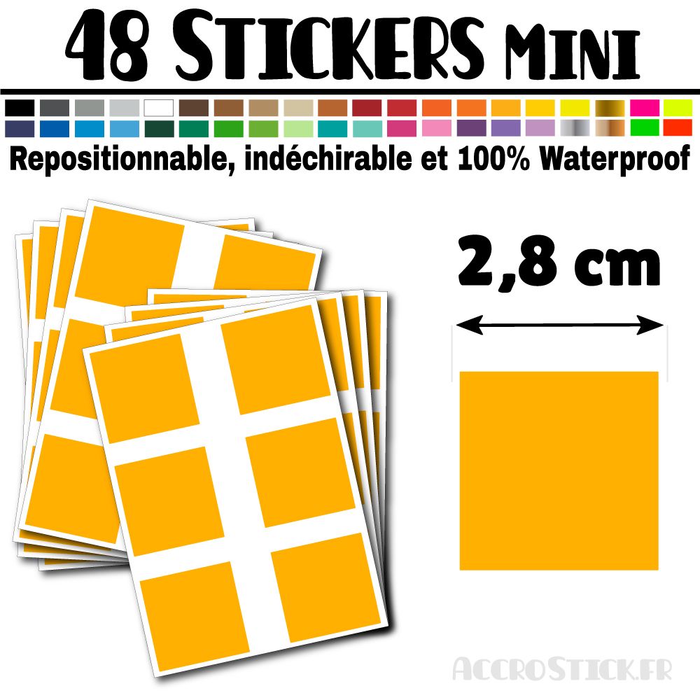 48 Carrés 2,8 cm - Stickers mini gommettes 48 Carrés 2,8 cm - Stickers mini gommettes