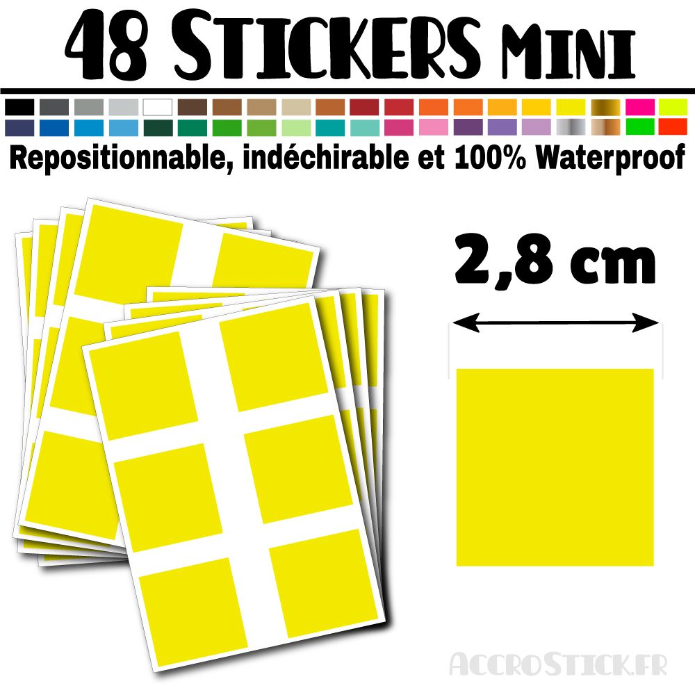 48 Carrés 2,8 cm - Stickers mini gommettes 48 Carrés 2,8 cm - Stickers mini gommettes