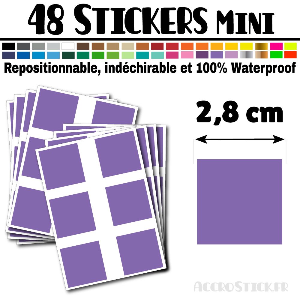 48 Carrés 2,8 cm - Stickers mini gommettes 48 Carrés 2,8 cm - Stickers mini gommettes