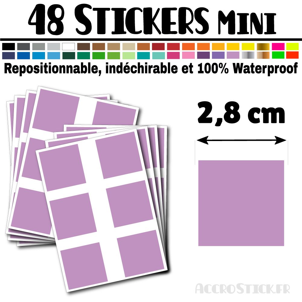 48 Carrés 2,8 cm - Stickers mini gommettes 48 Carrés 2,8 cm - Stickers mini gommettes