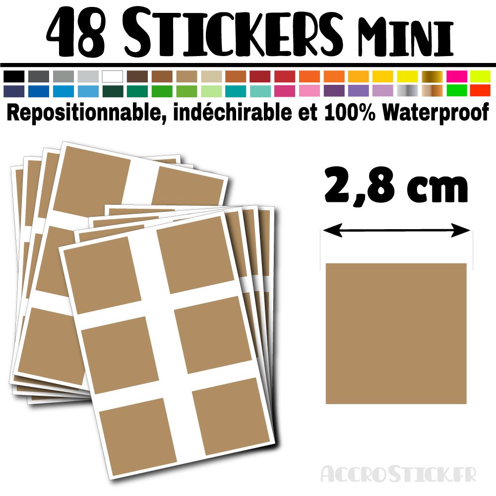 48 Carrés 2,8 cm - Stickers mini gommettes 48 Carrés 2,8 cm - Stickers mini gommettes
