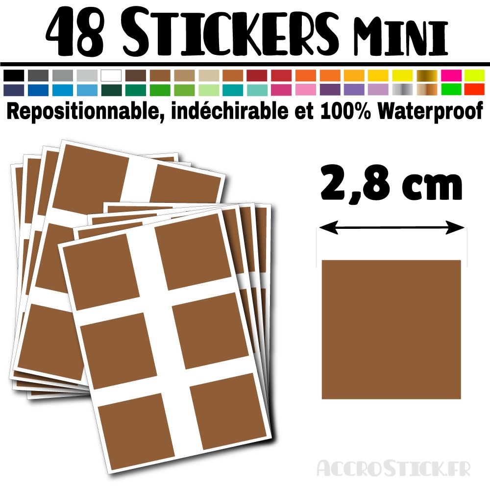48 Carrés 2,8 cm - Stickers mini gommettes 48 Carrés 2,8 cm - Stickers mini gommettes