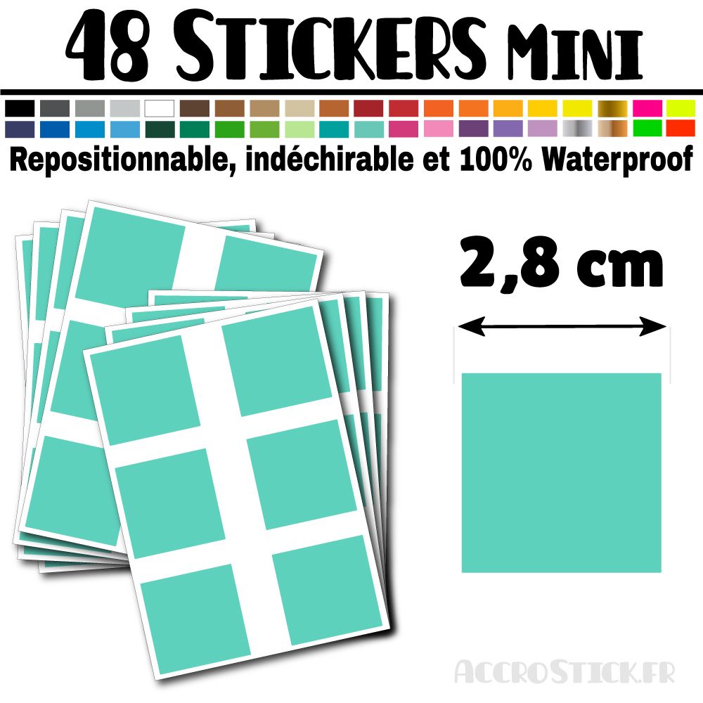 48 Carrés 2,8 cm - Stickers mini gommettes 48 Carrés 2,8 cm - Stickers mini gommettes